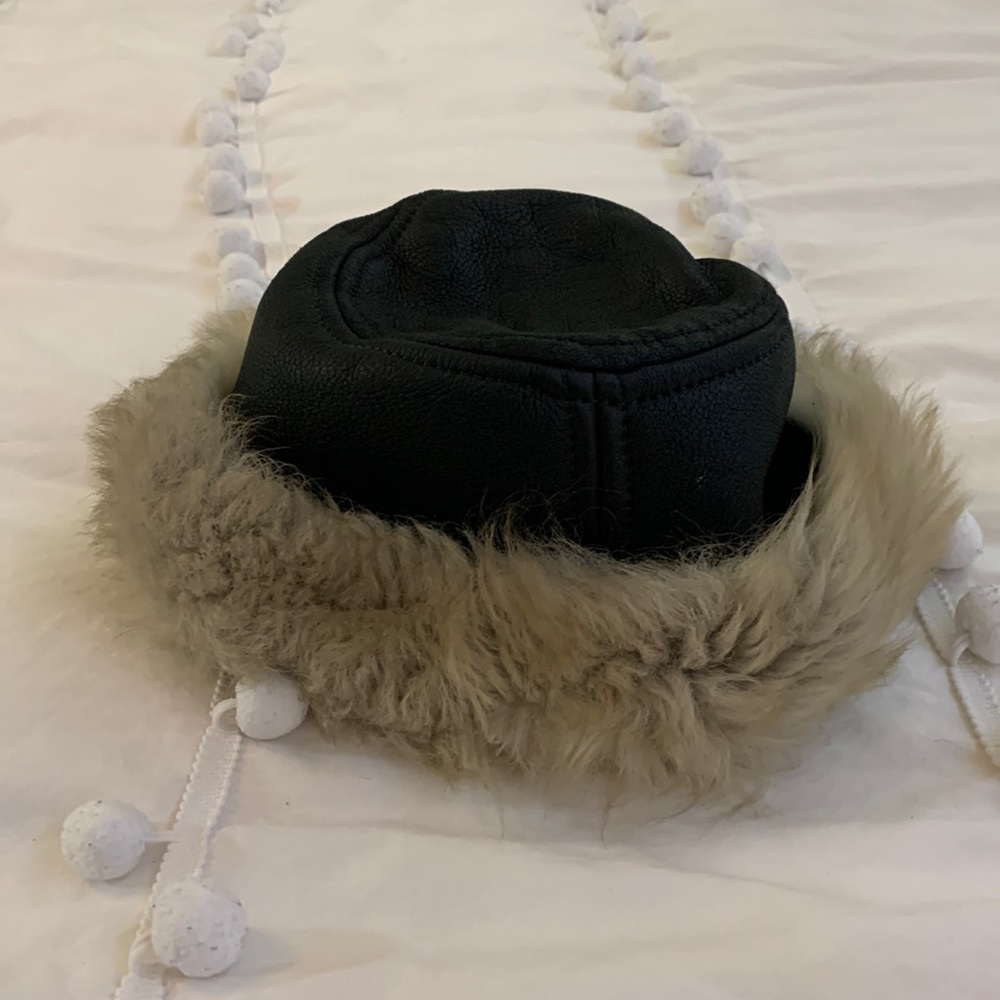 Real leather hand made winter hat